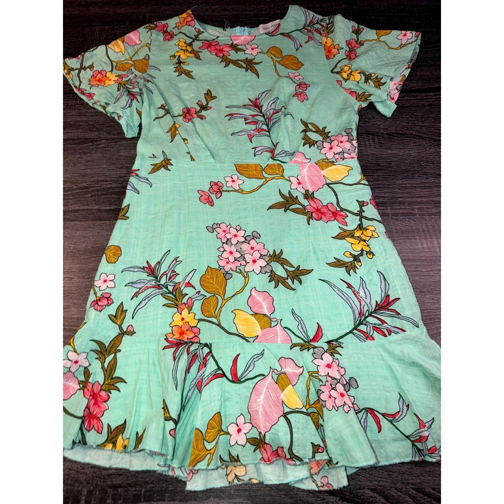 Luna Tuccini Floral Flutter Sleeve Ruffle Mini Dress Small Cottagecore Boho Tea